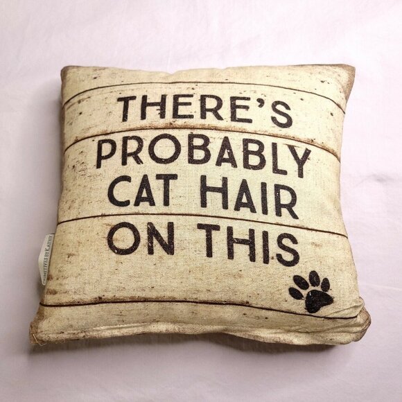 Throw Pillow I Sleep With Cats Rustic Print 12 X 12 in Cotton Linen Blend - Picture 3 of 5